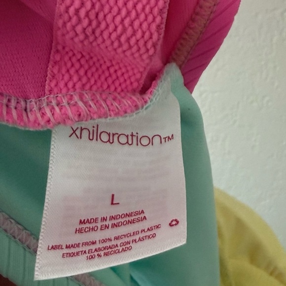 Xhilaration Size L Pink yellow and Mint one piece Swimsuit Y2K 90’s inspired NEW - Picture 4 of 7